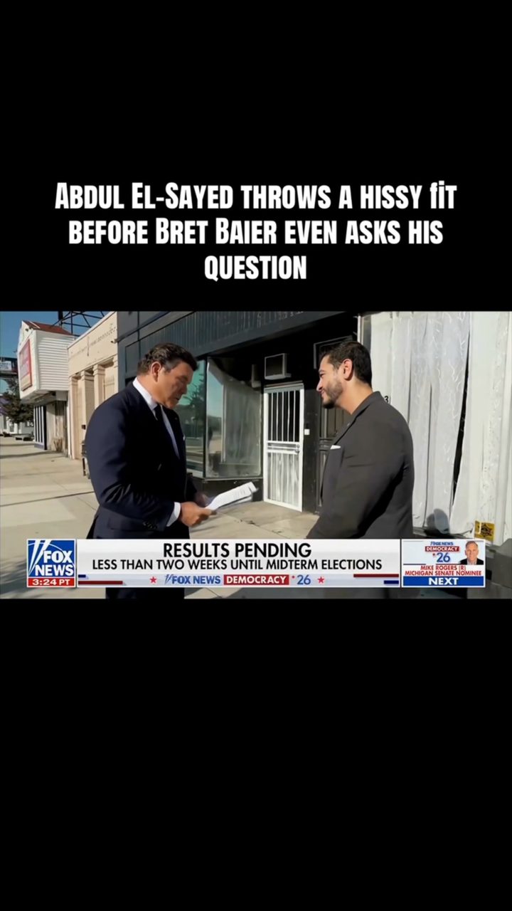 Video still: &lsquo;Abdul El-Sayed throws a hissy fit before Bret Baier even asks his question&rsquo; from a Fox News interview
